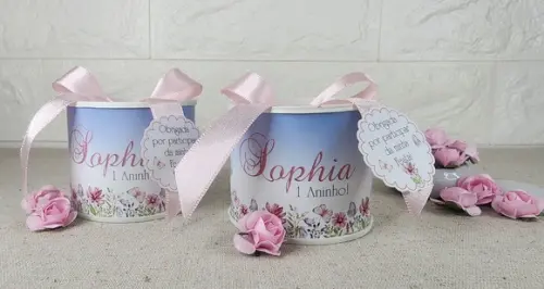 Tubo Lata Personalizado - Jardim e Borboletas