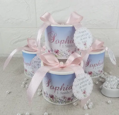 Tubo Lata Personalizado - Jardim e Borboletas
