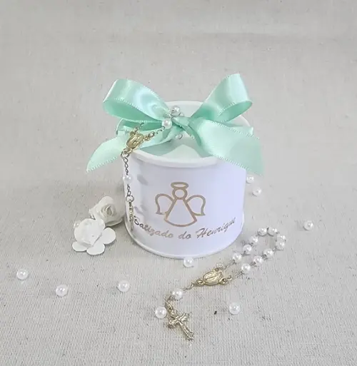 Tubo Lata Personalizado Batizado + Mini Terço
