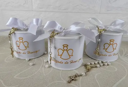 Tubo Lata Personalizado Batizado + Mini Terço