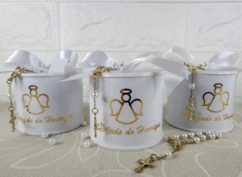 Tubo Lata Personalizado Batizado + Mini Terço