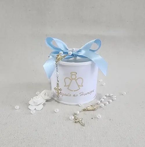 Tubo Lata Personalizado Batizado + Mini Terço