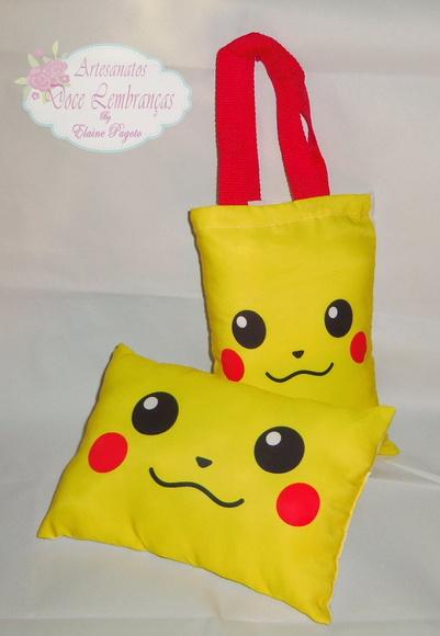 Almofada + Sacola em Tecido Pokémon 28x20