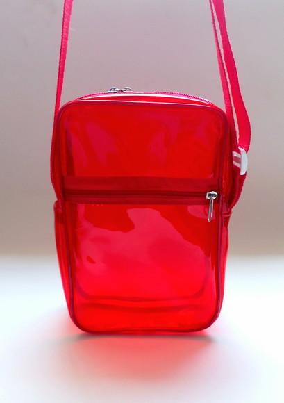Bolsa Shoulder Plástico Néon Vermelha