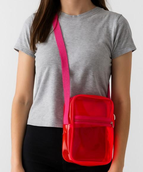 Bolsa Shoulder Plástico Néon Vermelha