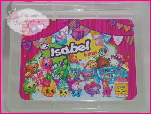 Caixa organizadora com divisória Shopkins
