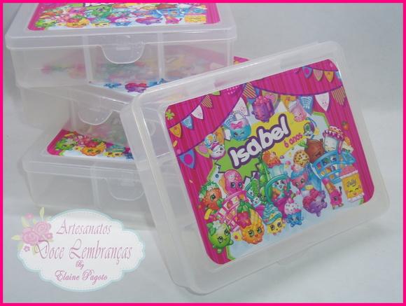 Caixa organizadora com divisória Shopkins