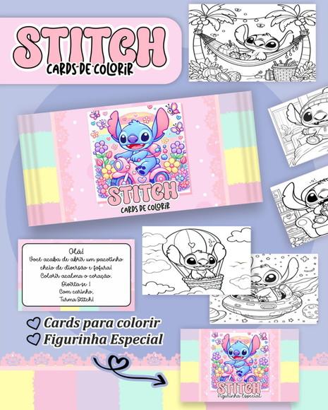 Cards de Colorir Tema Stitch