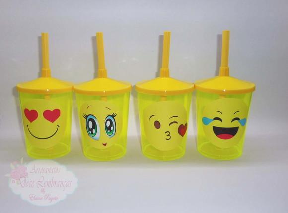 Copo c/ canudo 300ml Emoji