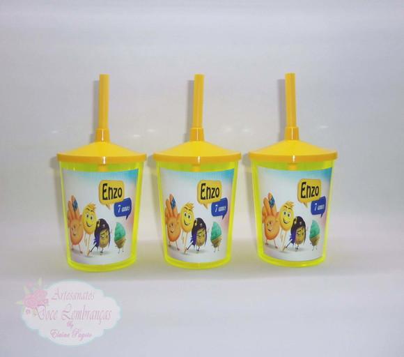 Copo c/ canudo 300ml Emoji O Filme