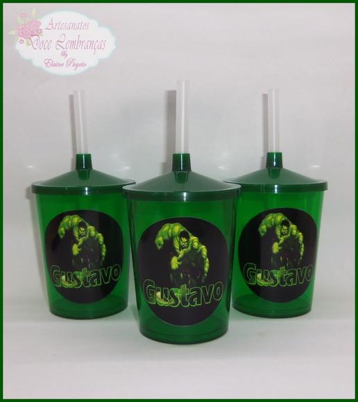 Copo c/ canudo 300ml Hulk