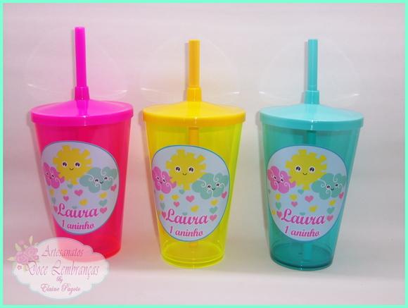 Copo c/ canudo 570ml Chuva de Benção