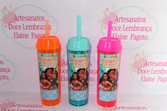 Copo Long Drink c/ Canudo e Tampa Moana