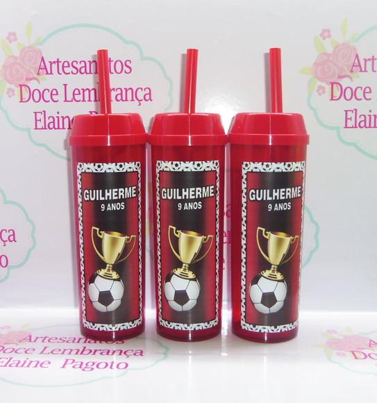Copo Long Drink c/ Canudo e Tampa Futebol