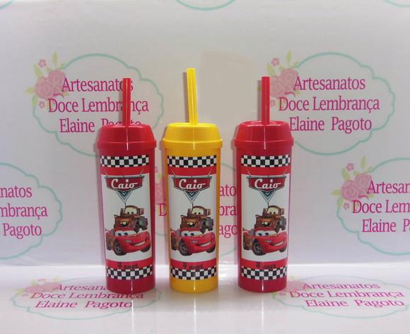 Copo Long Drink c/ Canudo e Tampa Mcqueen