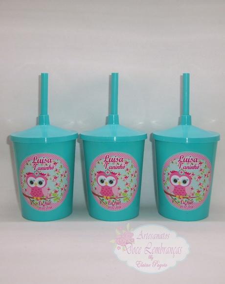 Copo Shake 300ml Corujinha Tiffany