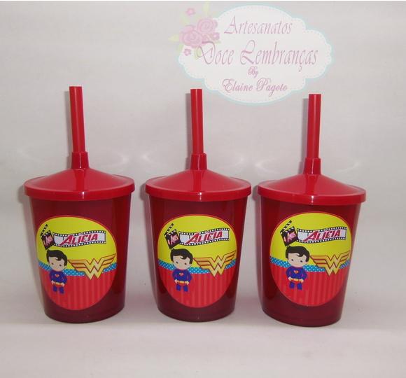 Copo Shake 300ml Mulher Maravilha