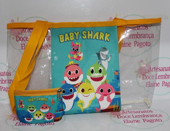 Kit Bolsa Praia E Porta Moedas Baby Shark