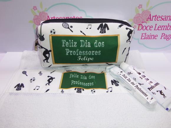 Kit Dental + necessaire + toalha Dia dos Professores