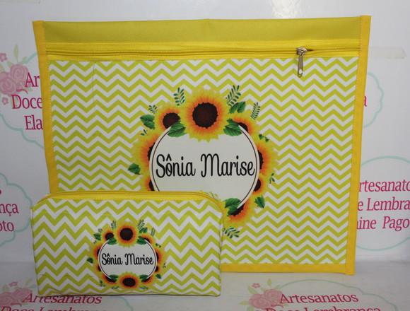 Kit Pasta Envelope e Estojo Girassol