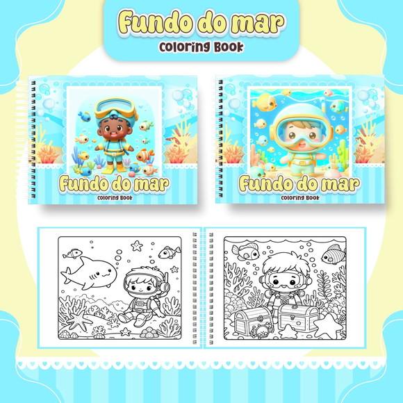 Livro de Colorir Fundo do Mar com 50 Desenhos A5