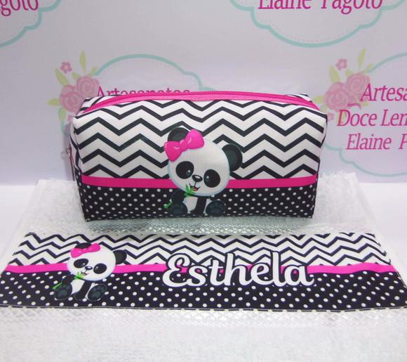 Necessaire / Estojo + Toalha Ursinha Panda
