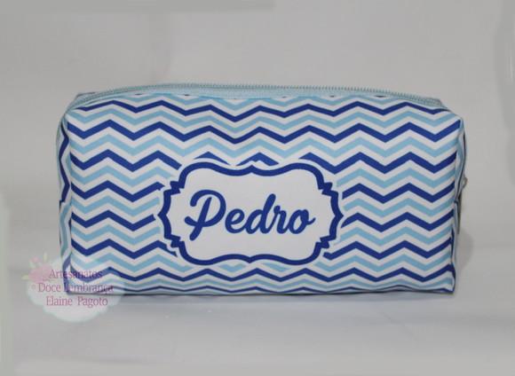 Necessaire / Estojo Chevron Azul