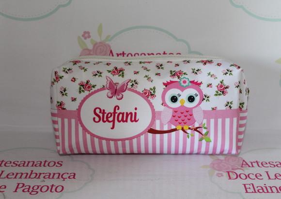 Necessaire / Estojo Corujinha Rosa