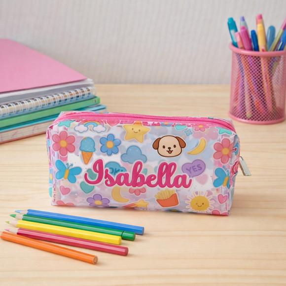 Necessaire / Estojo em Plástico Cristal Floral
