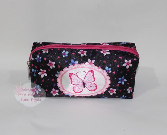 Necessaire / Estojo Floral Borboleta