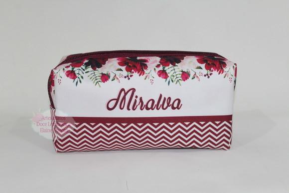 Necessaire / Estojo Floral c/ Chevron