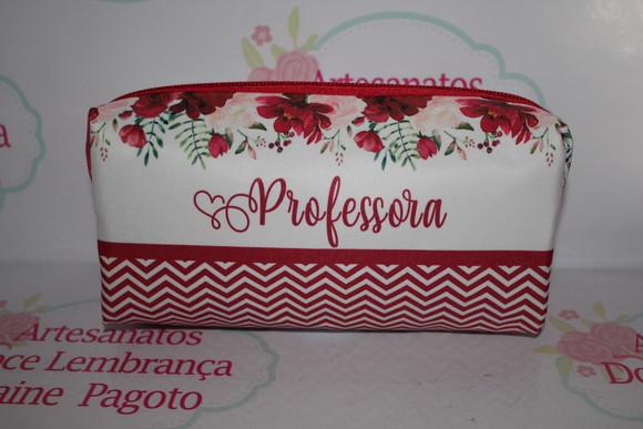 Necessaire / Estojo Floral Vermelho