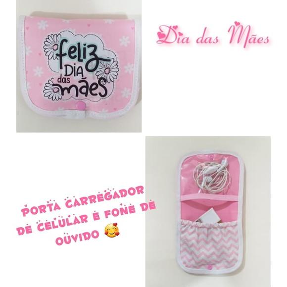 Porta Carregador de celular e Fone de Ouvido Dia das Mães