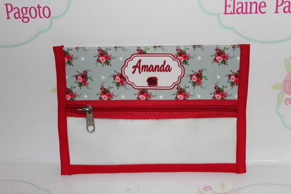 Porta Escova e Creme Dental Floral Vermelha
