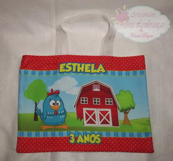 Sacola em Tecido Galinha Pintadinha