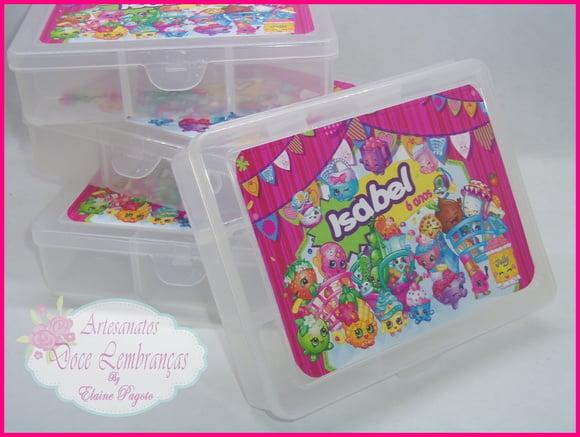 Caixa organizadora com divisória Shopkins