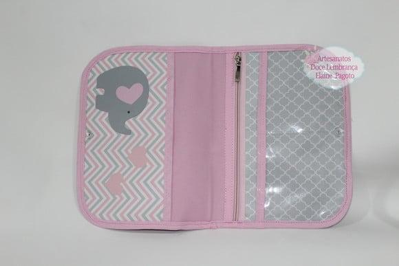 Capa Caderneta de Vacinação Elefantinha Rosa