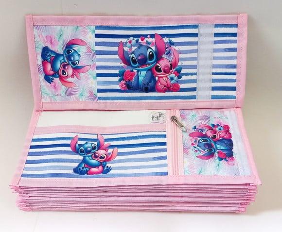 Carteira Infantil Stitch e Angel 50 Unidades