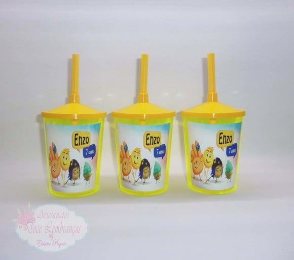 Copo c/ canudo 300ml Emoji O Filme