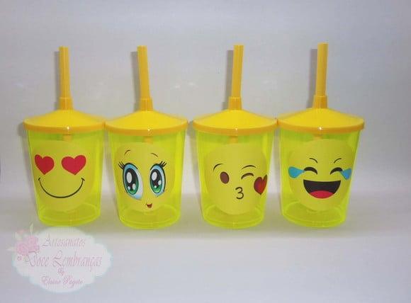 Copo c/ canudo 300ml Emoji
