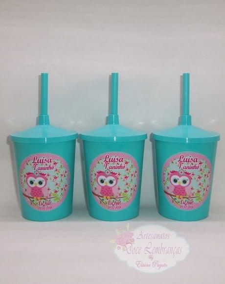 Copo Shake 300ml Corujinha Tiffany