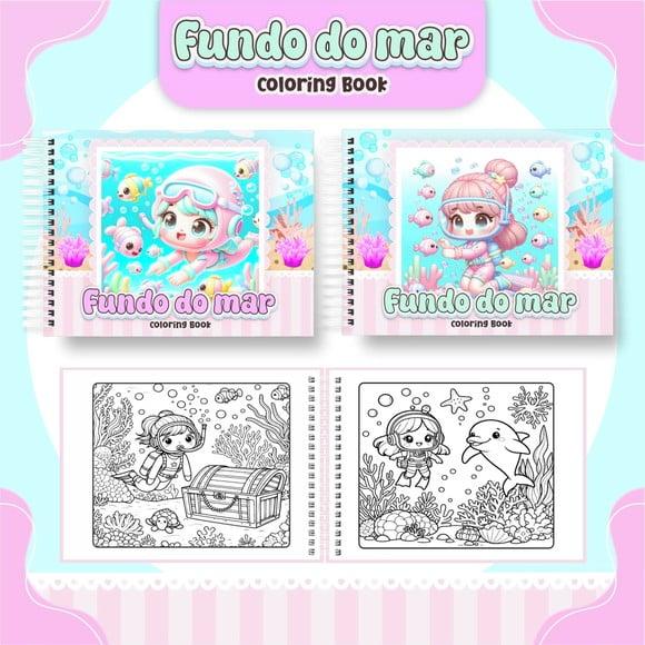 Livro de Colorir Fundo do Mar com 50 Desenhos A5