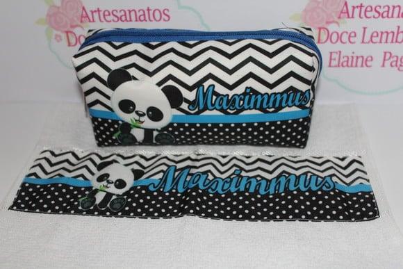 Necessaire / Estojo + Toalha Ursinha Panda