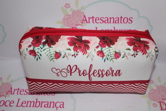 Necessaire / Estojo Floral Vermelho