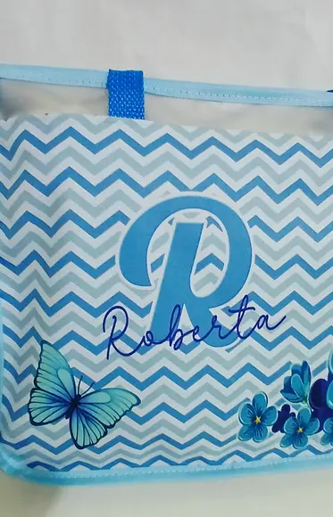 Bolsa Praia Chevron Floral Azul