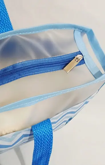 Bolsa Praia Chevron Floral Azul