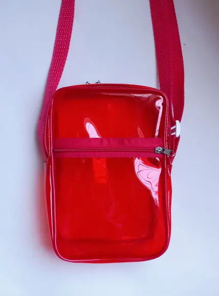 Bolsa Shoulder Plástico Néon Vermelha