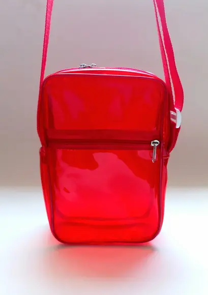 Bolsa Shoulder Plástico Néon Vermelha