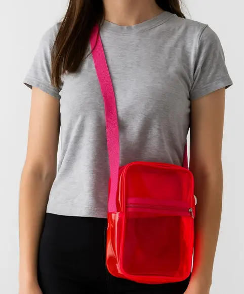 Bolsa Shoulder Plástico Néon Vermelha