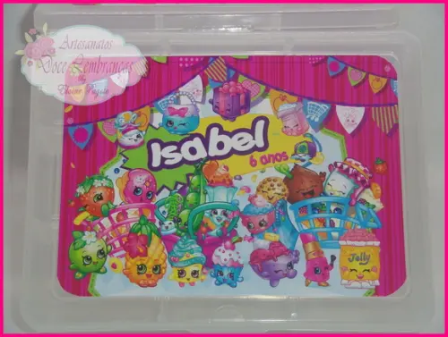Caixa organizadora com divisória Shopkins
